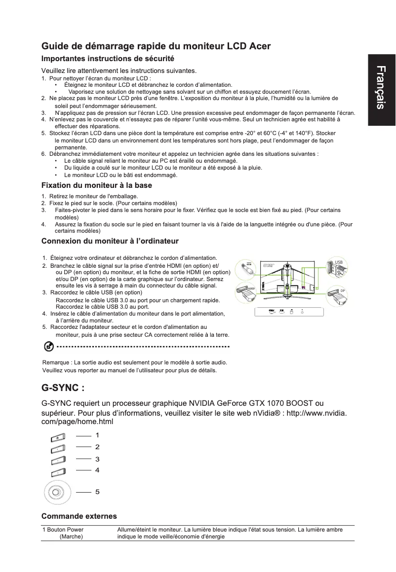 Page n°1 - Manuel utilisateur Acer Predator XB273K