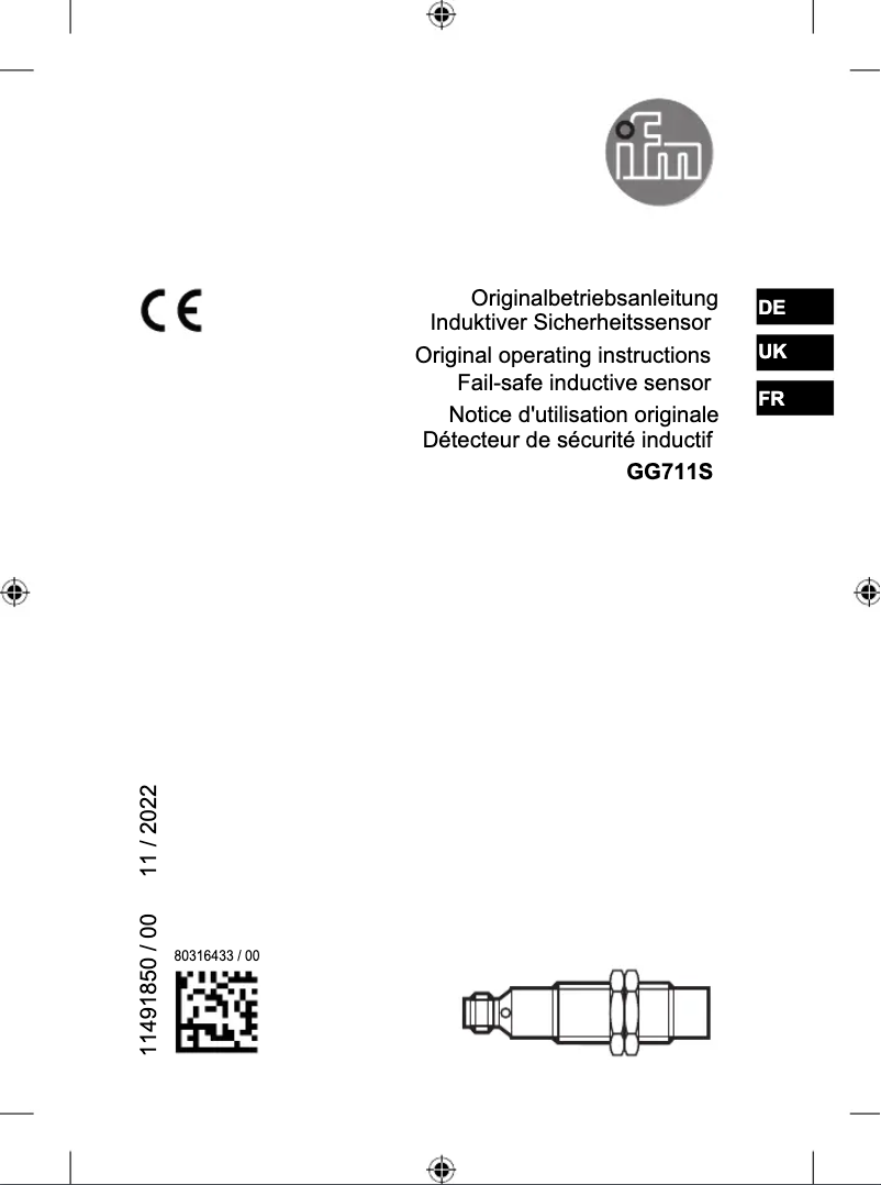 Page n°1 - Manuel utilisateur IFM GG711S