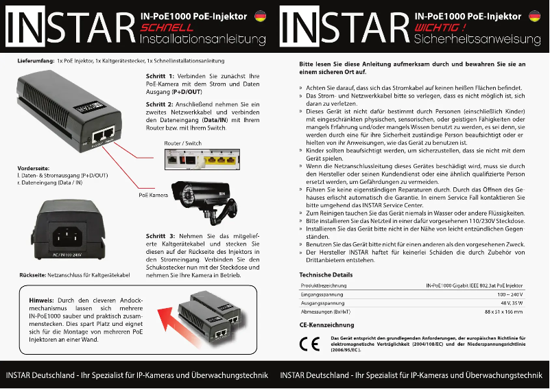 Page 1 de la notice Manuel utilisateur Instar IN-PoE1000