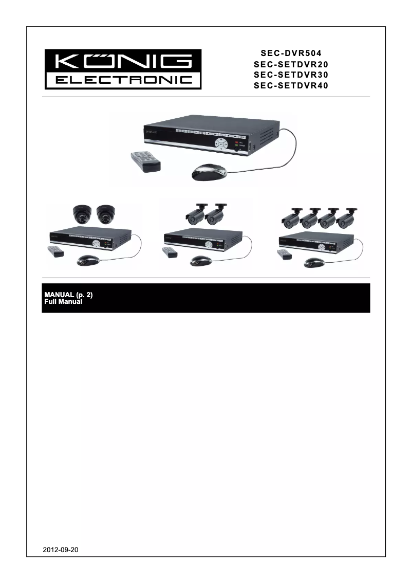 Page n°1 - Manuel utilisateur Konig SEC-SETDVR40