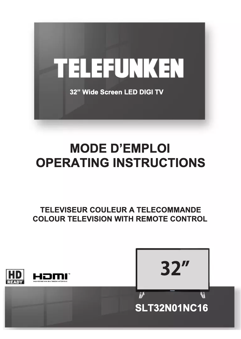 Página 1 del manual Manual de usuario Telefunken SLT32N01NC16