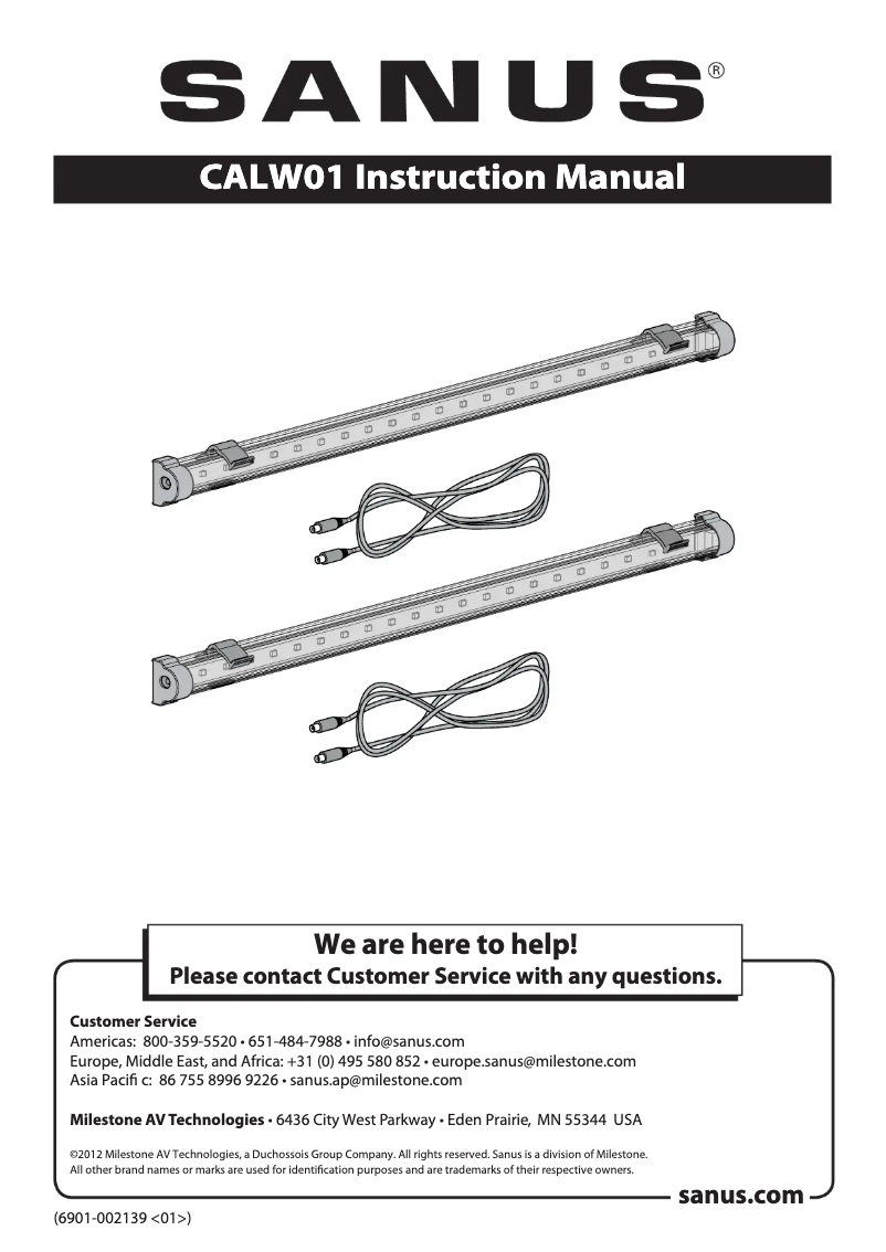 Page 1 de la notice Manuel utilisateur Sanus CALW01