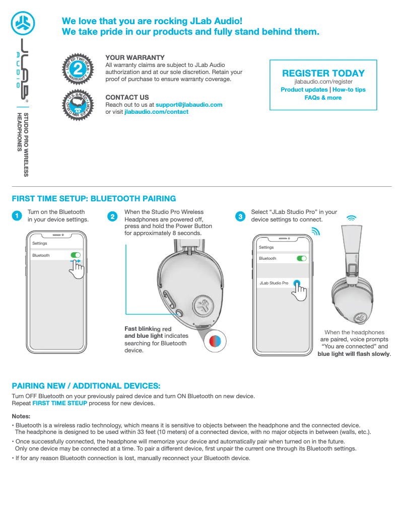 Page 1 de la notice Manuel utilisateur JLab Studio Pro