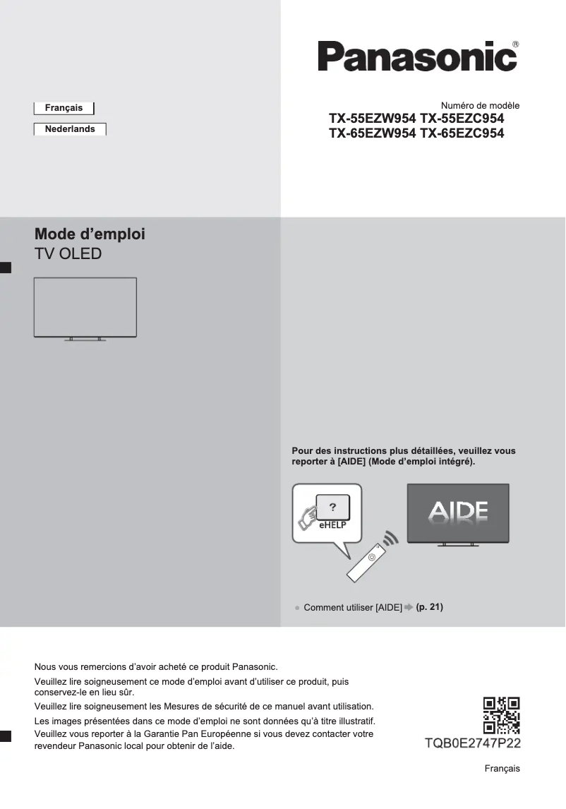 Imagen de la primera página del manual del dispositivo OLED TX-65EZW954