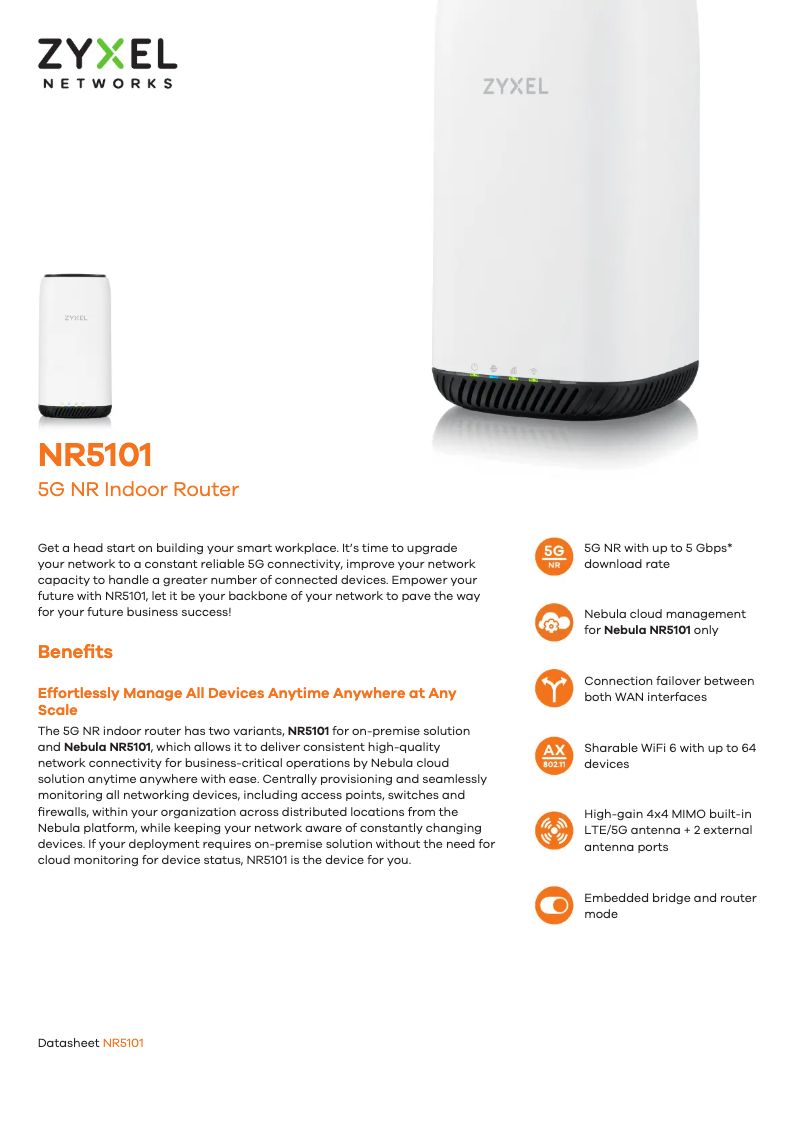 Imagen de la primera página del manual del dispositivo Nebula NR5101