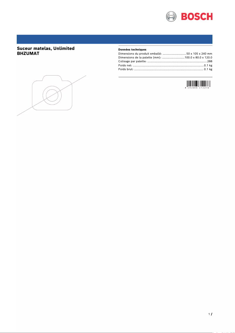 Page 1 de la notice Manuel utilisateur Bosch BHZUMAT