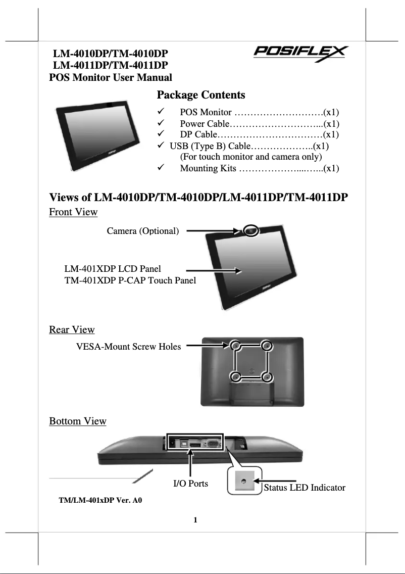 Página 1 del manual Manual de usuario Posiflex TM-4010DP