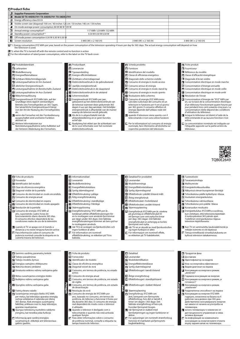 Image de la première page du manuel de l'appareil TX-58DXU701