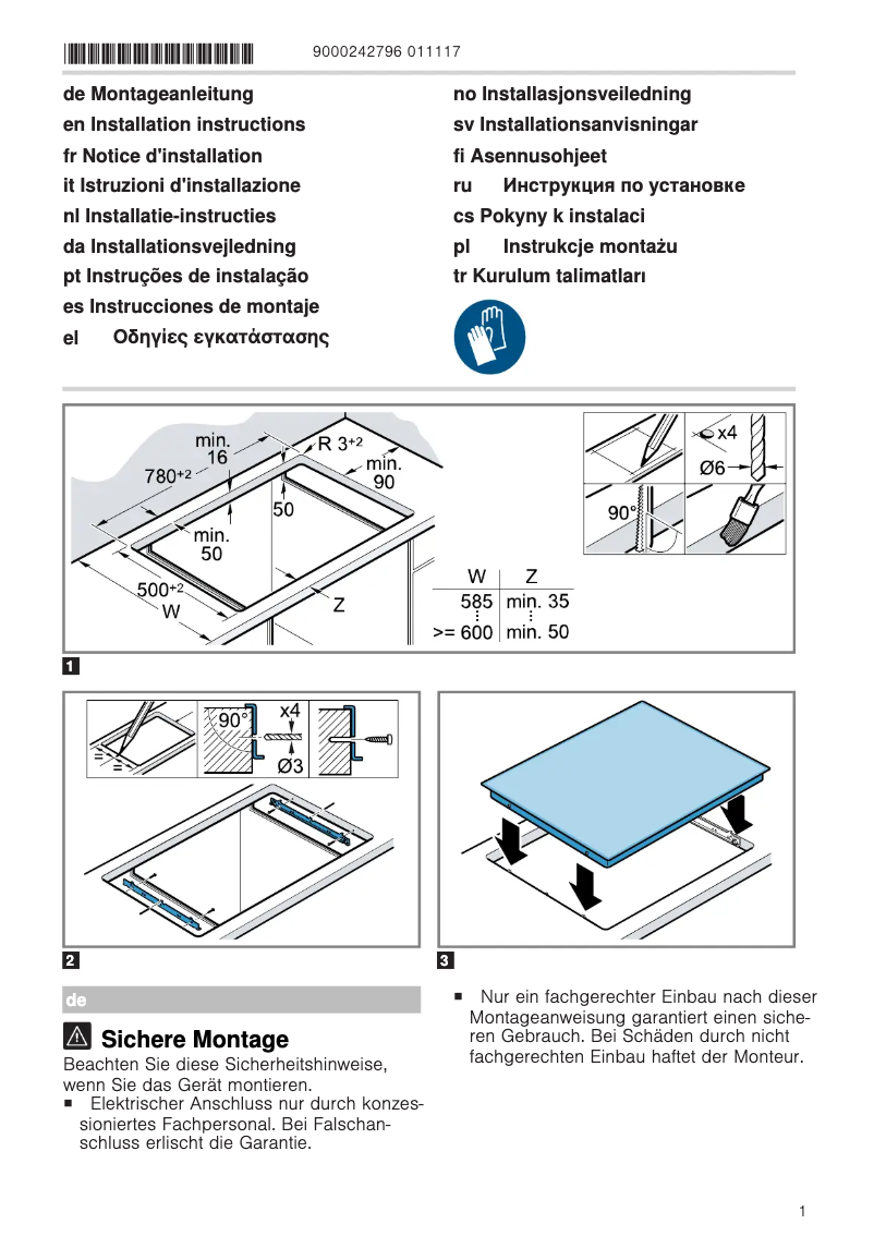 Page 1 de la notice Instructions / montage Neff T18BD36N0