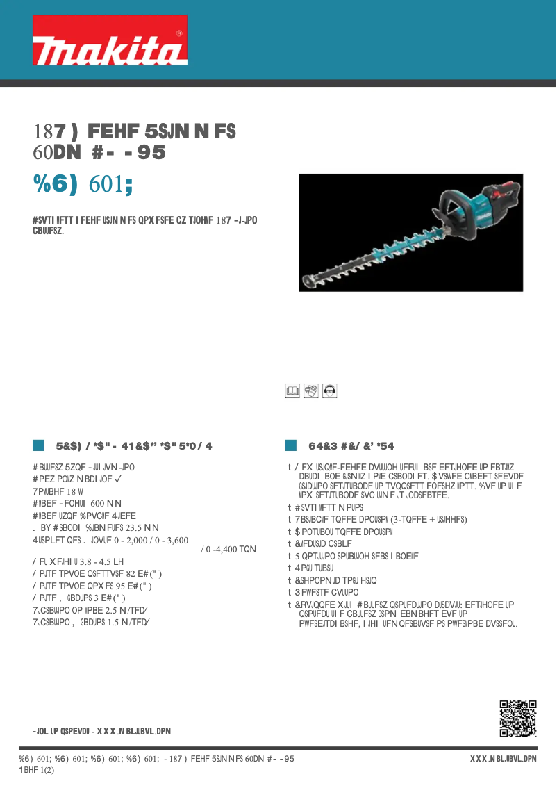 Page 1 de la notice Fiche technique Makita DUH601Z