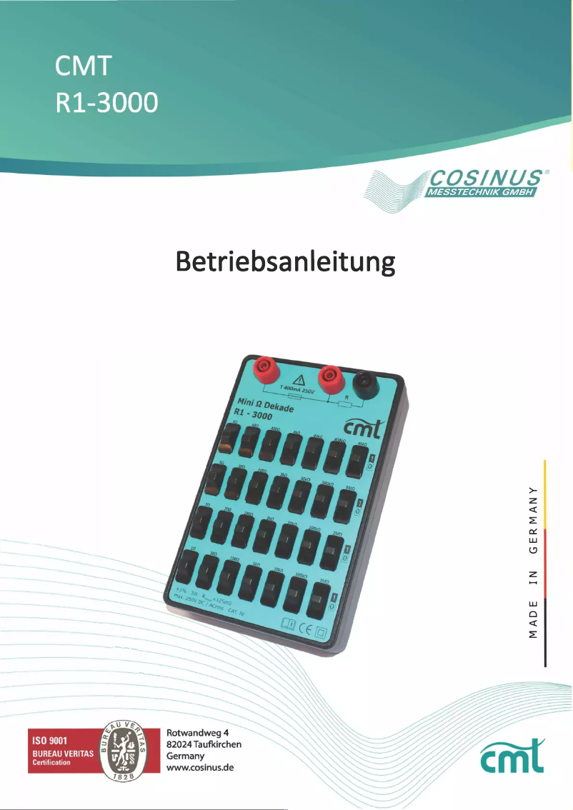 Image de la première page du manuel de l'appareil CMT R1-3000