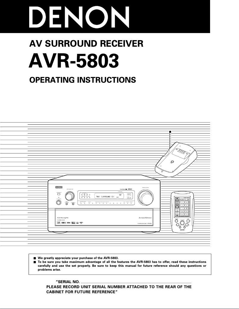 Imagen de la primera página del manual del dispositivo AVR-5803A