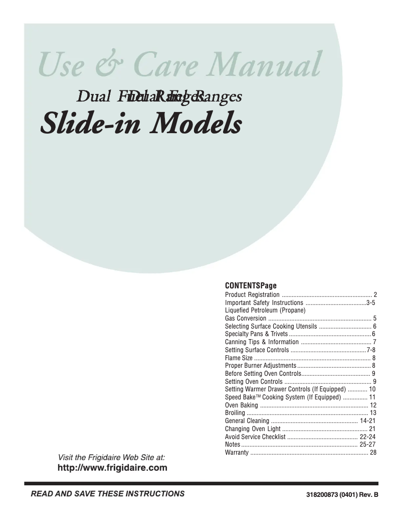 Page 1 de la notice Manuel utilisateur Frigidaire PLCS389DC