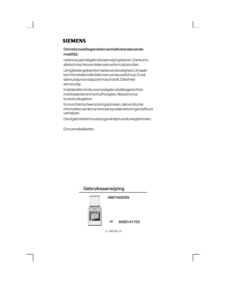Page 1 de la notice Manuel utilisateur Siemens HM744505N