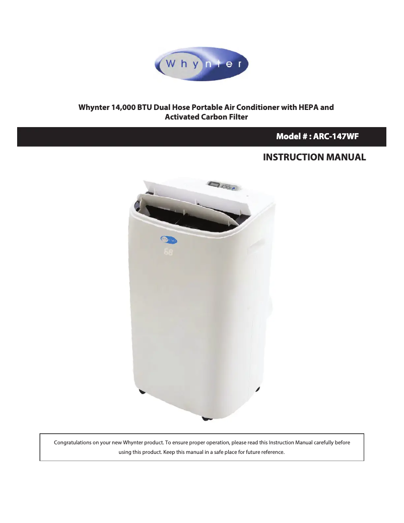 Page 1 de la notice Instructions / montage Whynter ARC-147WF