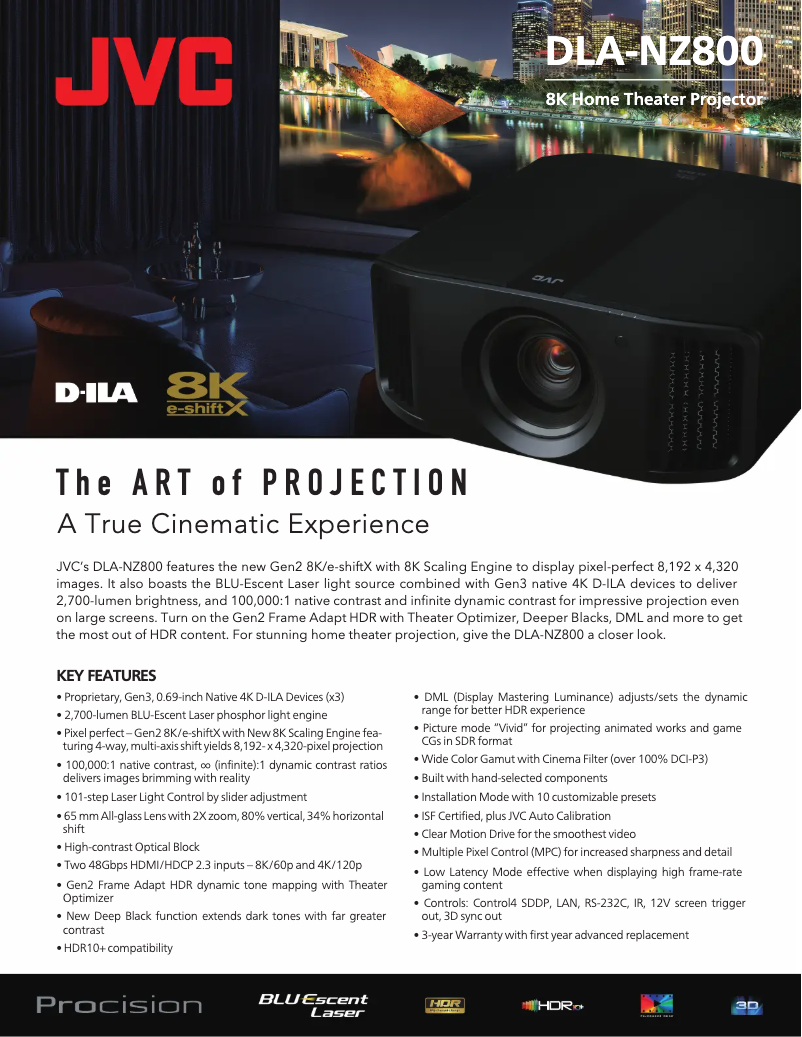 Page 1 de la notice Brochure JVC DLA-NZ800