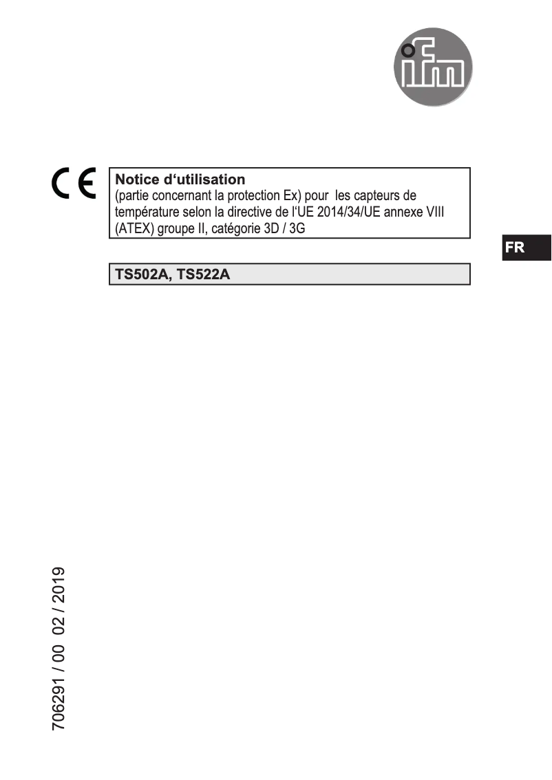 Page n°1 - Manuel utilisateur IFM TS522A