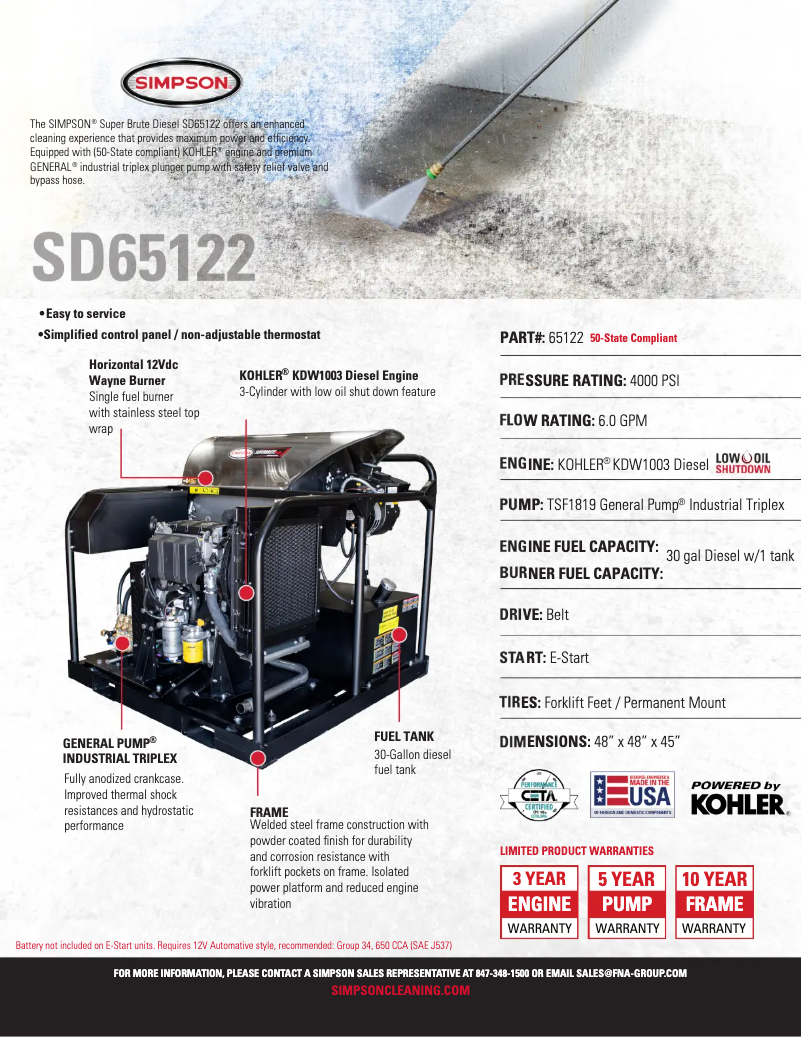 Page n°1 - Fiche technique Simpson Super Brute SD65122