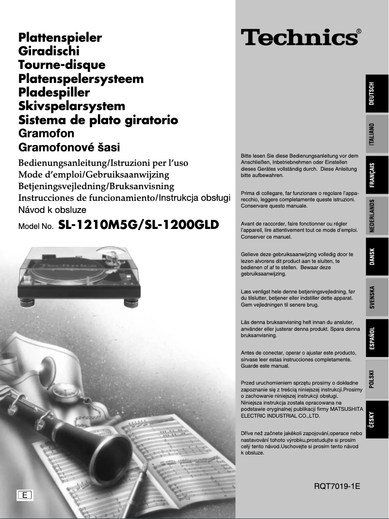 Page n°1 - Manuel utilisateur Technics SL-1200GLD