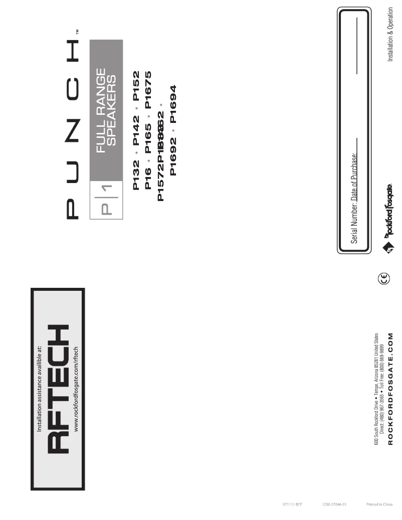 Page n°1 - Manuel d'utilisation et d'entretien Rockford Fosgate P1650