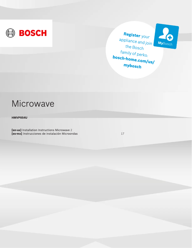 Page n°1 - Guide d'installation Bosch HMVP054U