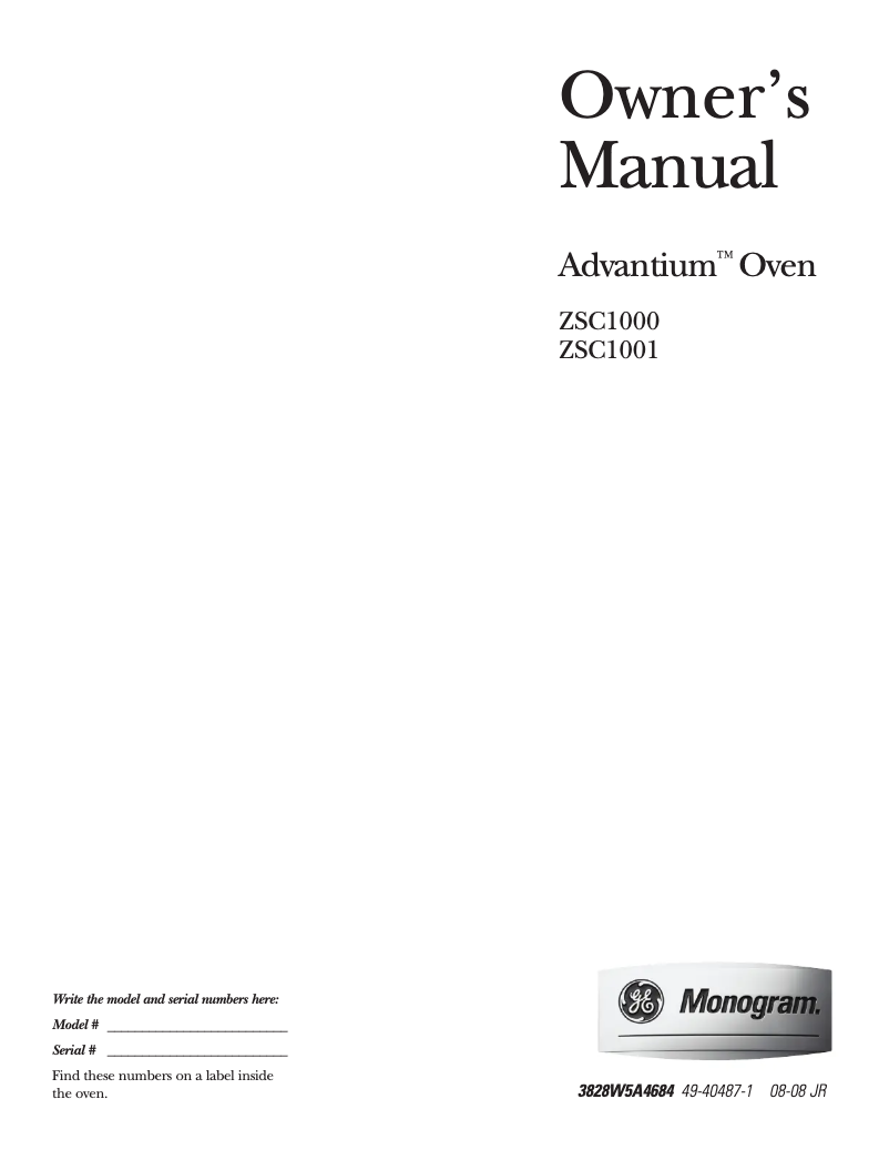 Image de la première page du manuel de l'appareil ZSC1001KSS