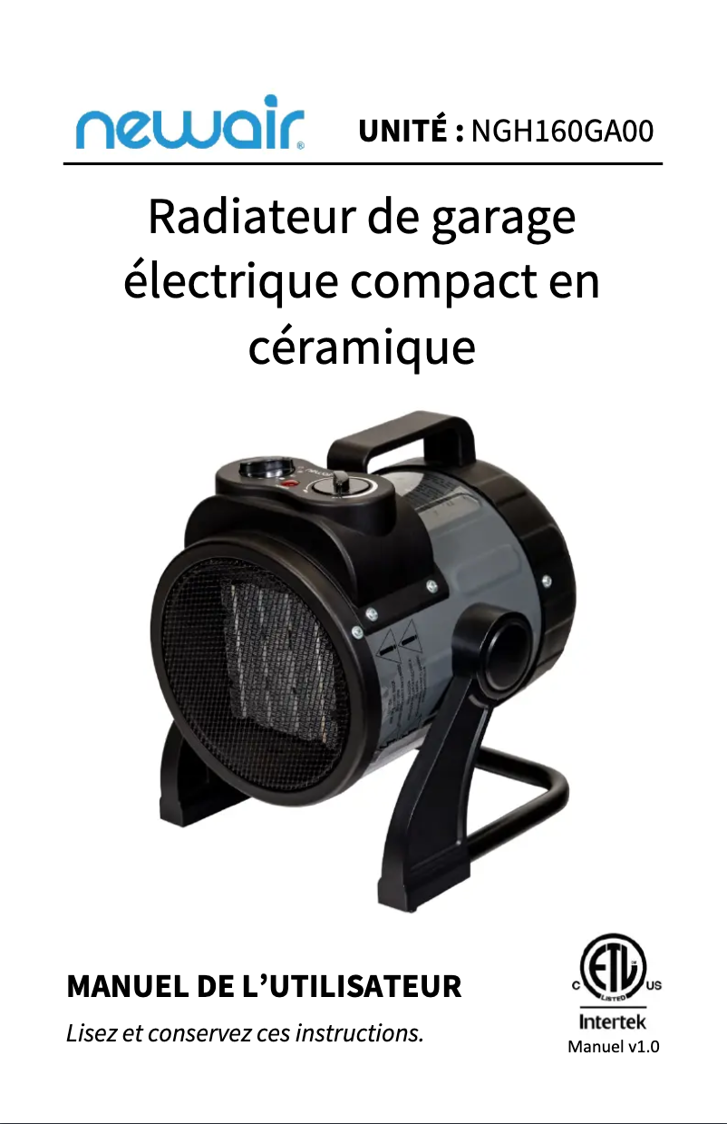 Page n°1 - Manuel utilisateur NewAir NGH160GA00