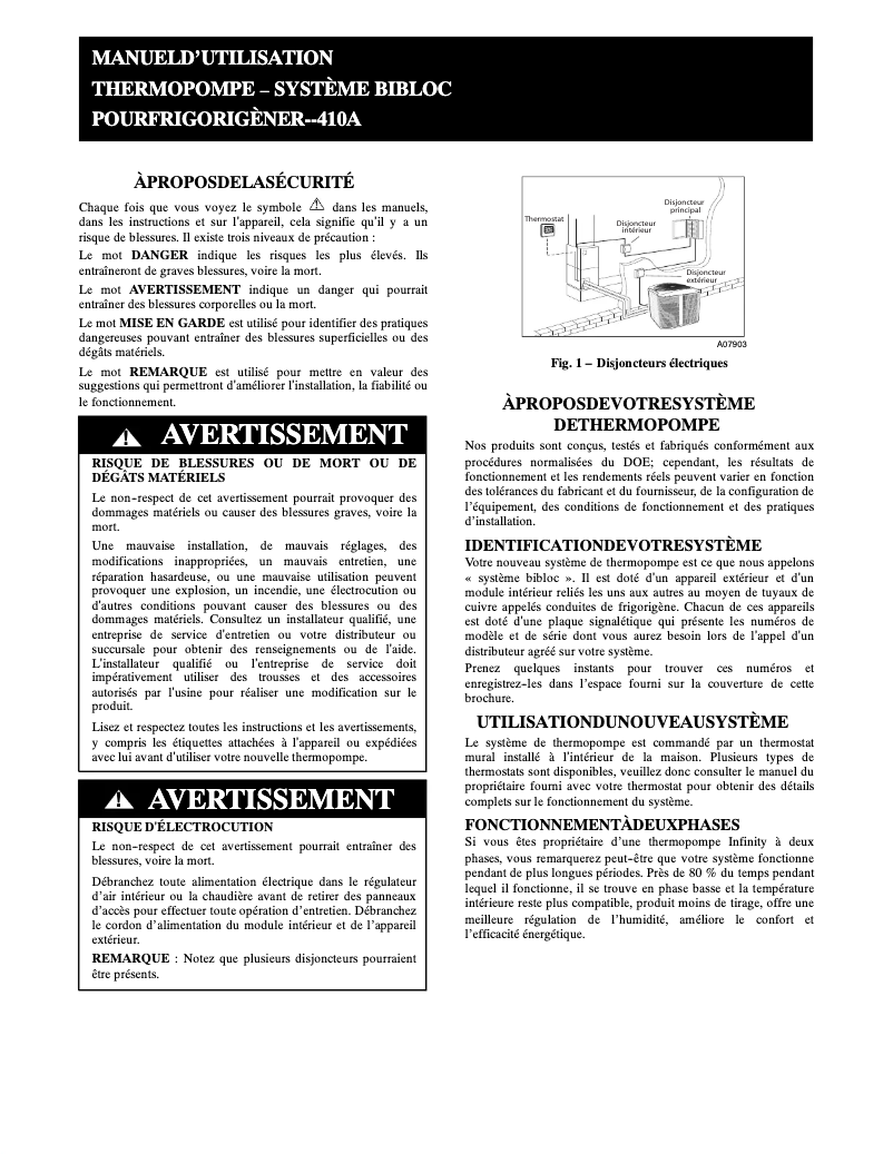 Page n°1 - Manuel utilisateur Carrier Performance 25HPB6