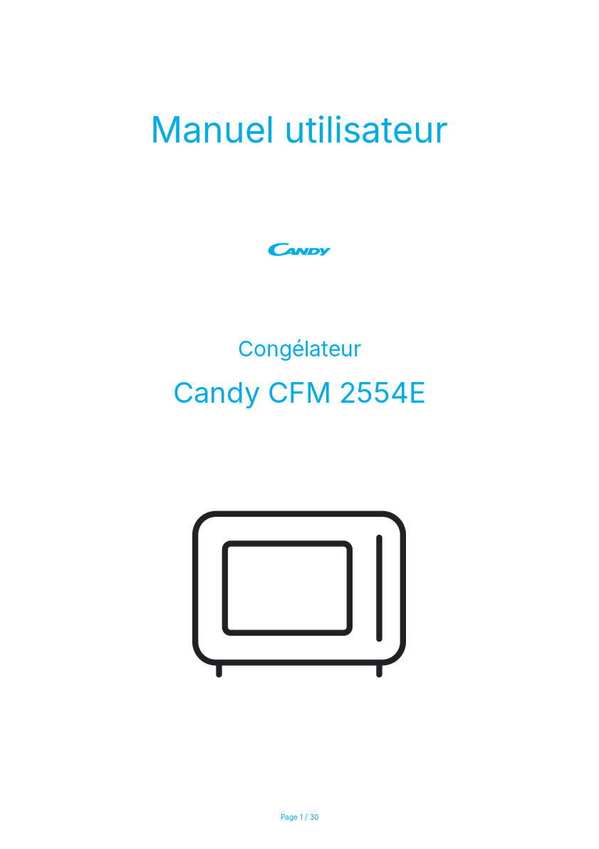 Page n°1 - Manuel utilisateur Candy CFM 2554E