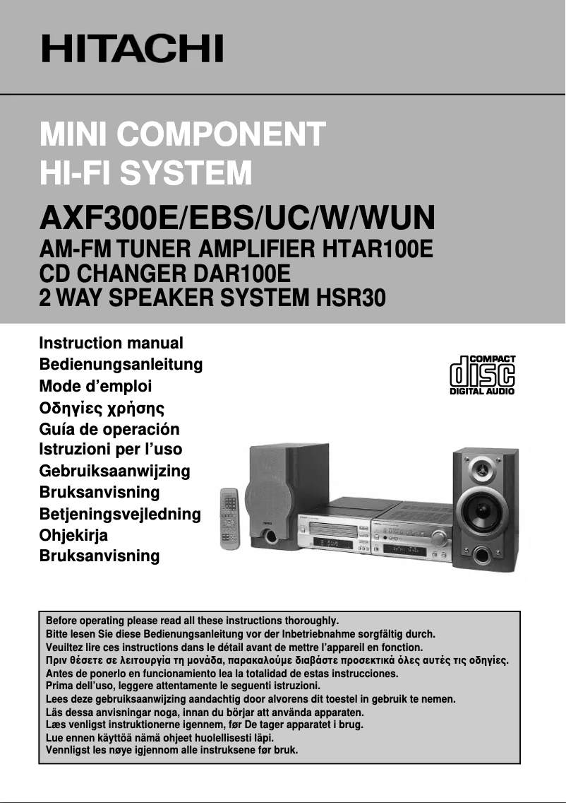 Page n°1 - Manuel utilisateur Hitachi AXF300WUN