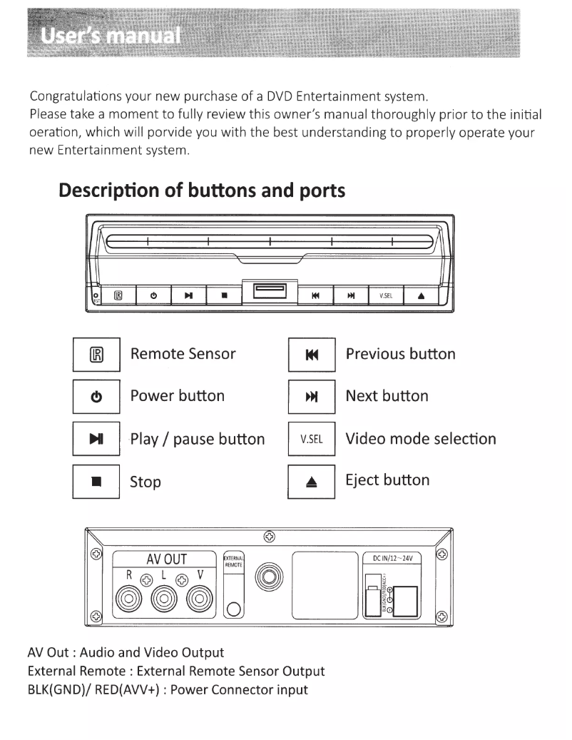 Page 1 de la notice Manuel utilisateur Soundstream VDVD-165
