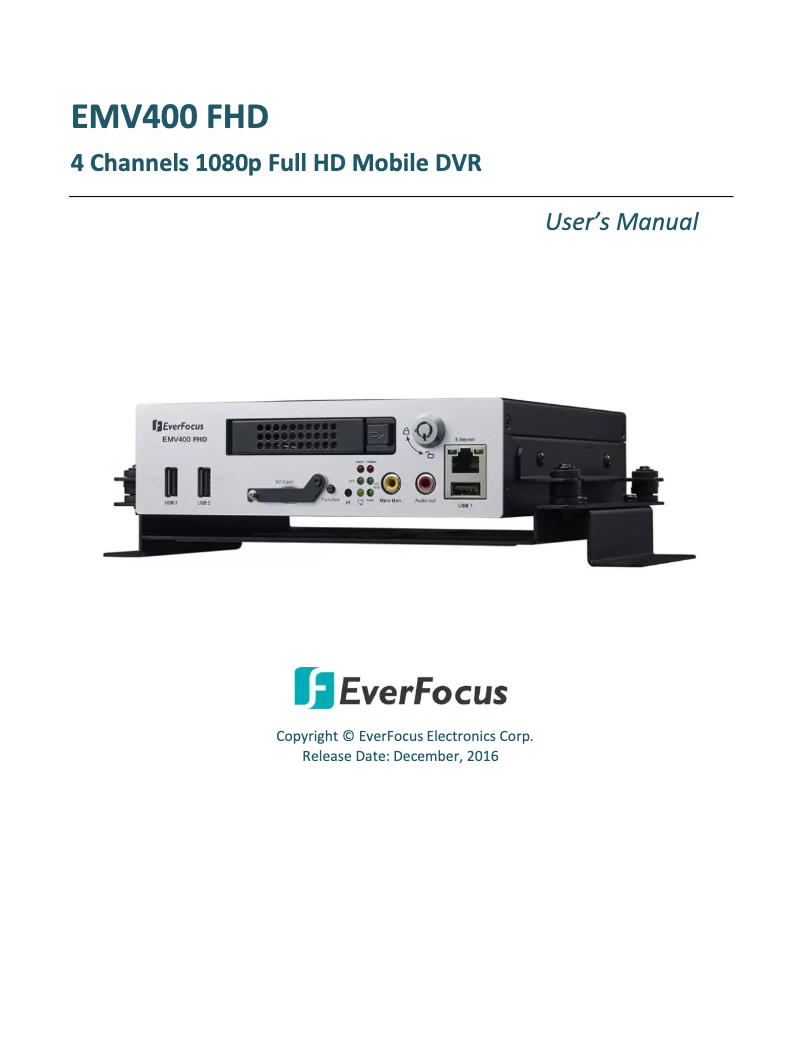 Page 1 de la notice Manuel utilisateur EverFocus EMV400FHD