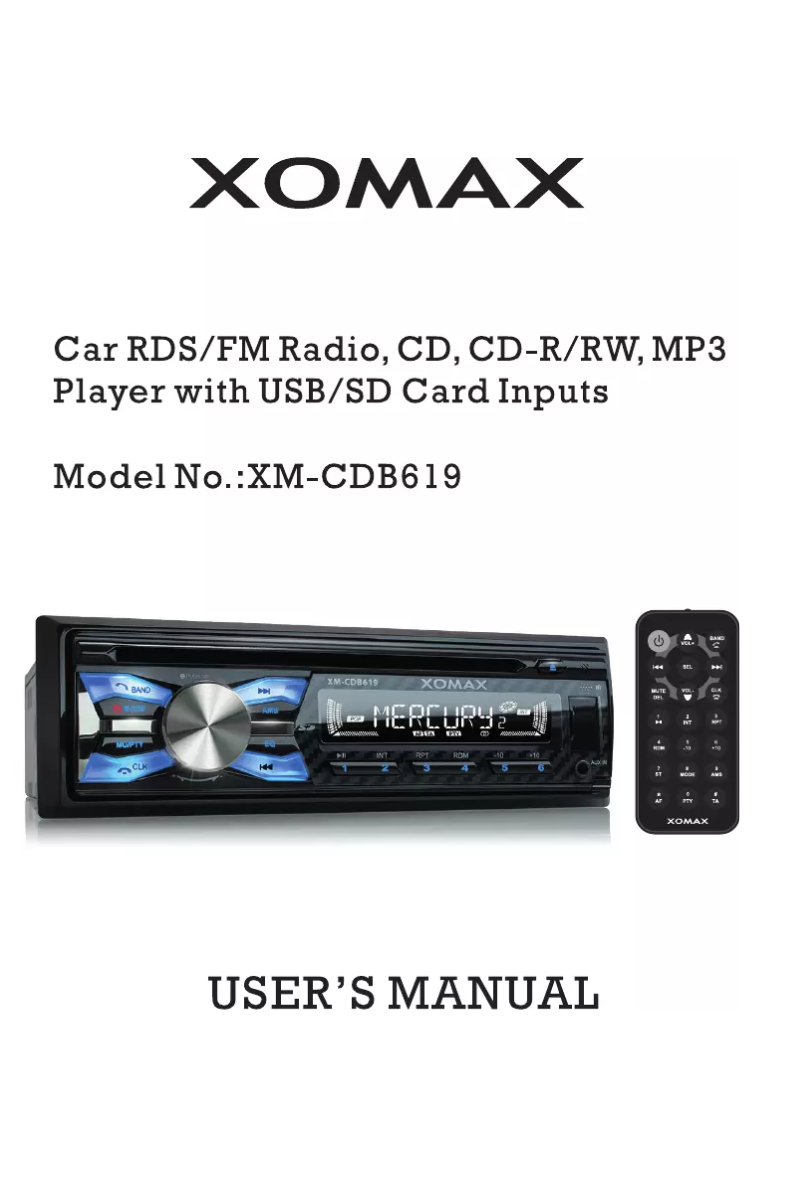 Page 1 de la notice Manuel utilisateur Xomax XM-CDB619