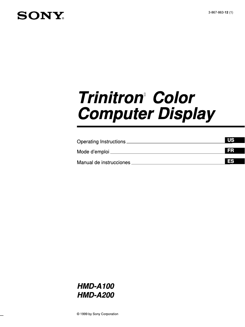Page 1 de la notice Manuel utilisateur Sony HMD-A100
