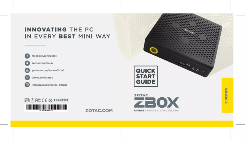 Page 1 de la notice Manuel utilisateur Zotac ZBOX Magnus EN52060V