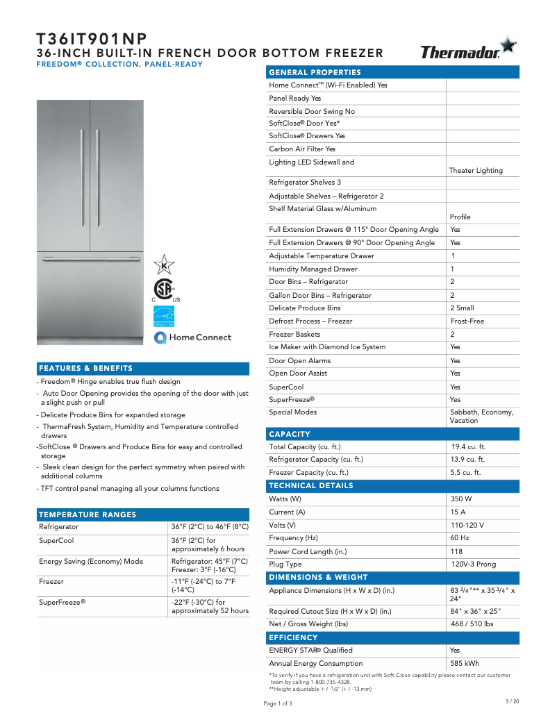Image de la première page du manuel de l'appareil T36IT901NP