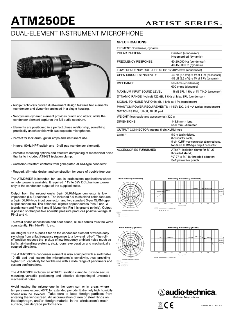 Página 1 del manual Manual de usuario Audio-Technica ATM250DE