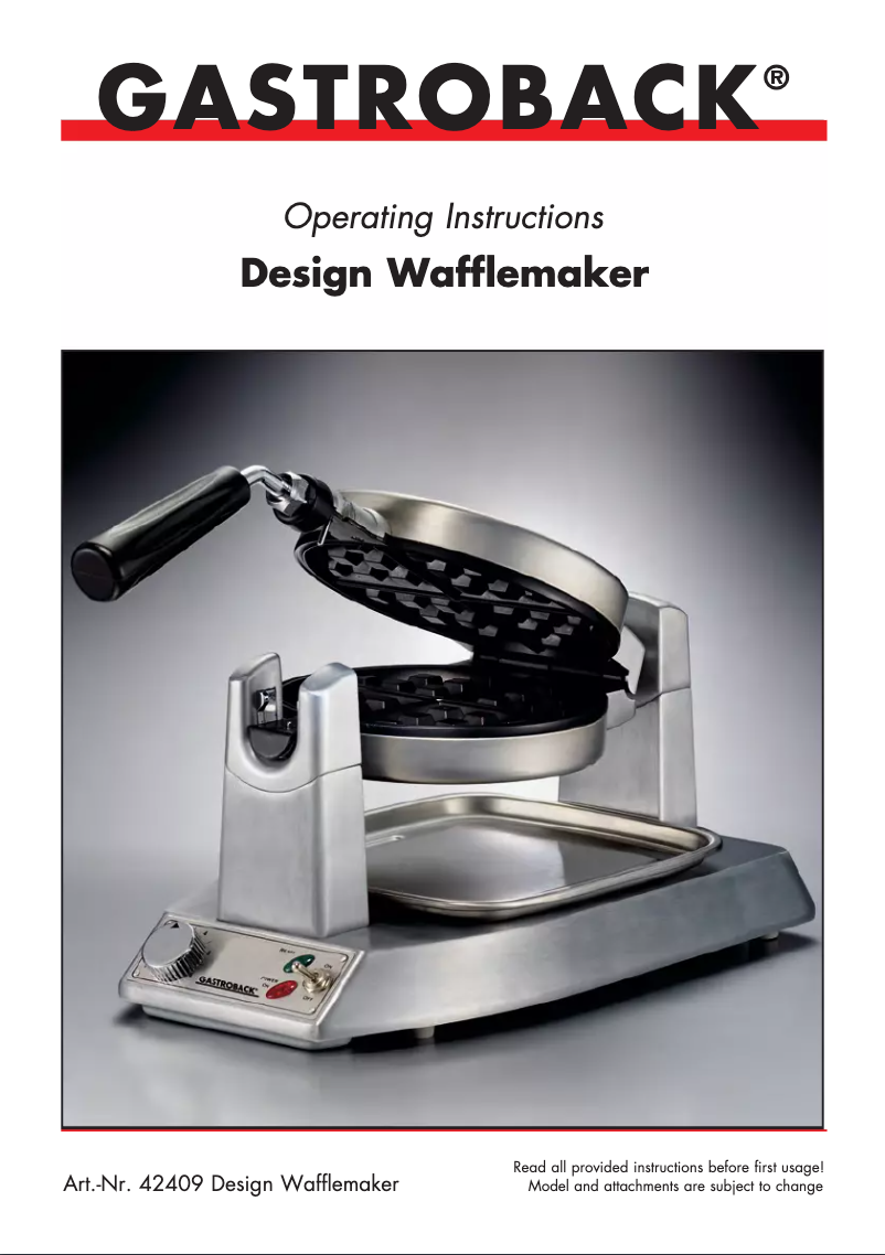 Page 1 de la notice Manuel utilisateur Gastroback 42409