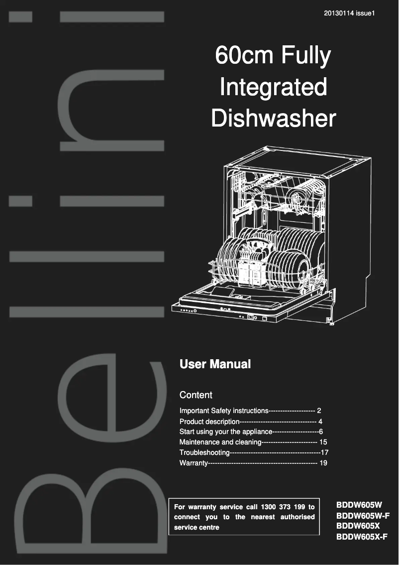 Página 1 del manual Manual de usuario Bellini BDDW605X-F