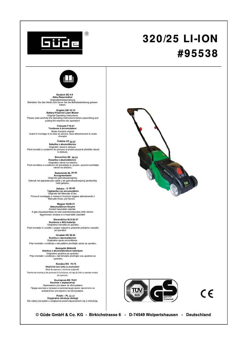 Page 1 de la notice Manuel utilisateur Güde 320/25