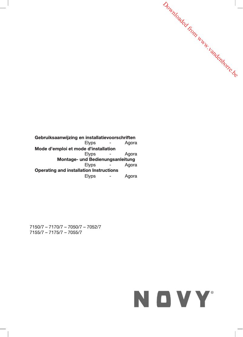 Page n°1 - Manuel utilisateur Novy Agora 7150