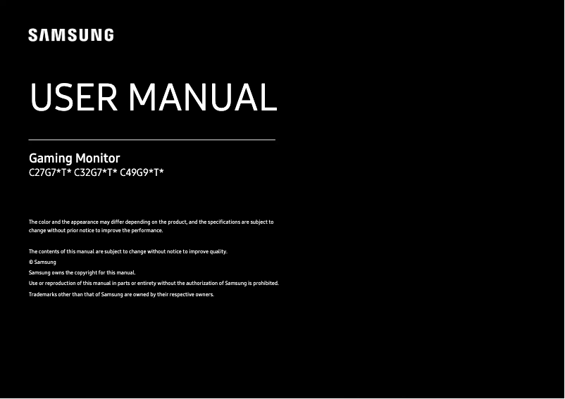 Page 1 de la notice Manuel utilisateur Samsung C32G75TQSNX