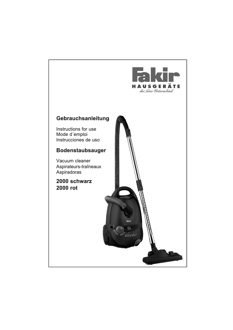 Page 1 de la notice Manuel utilisateur Fakir 2000