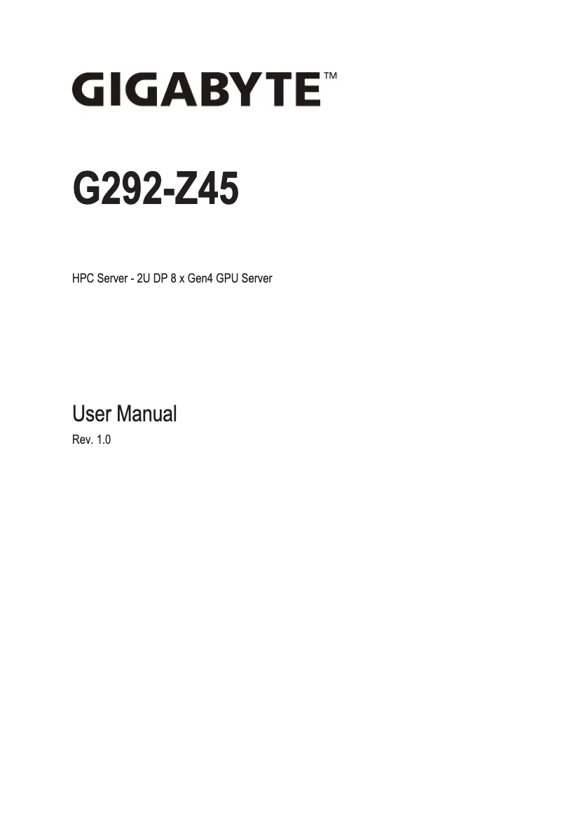 Page 1 de la notice Manuel utilisateur Gigabyte G292-Z45