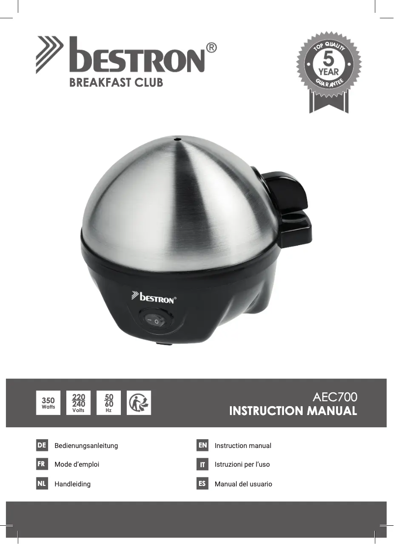 Page n°1 - Manuel utilisateur Bestron AEC700