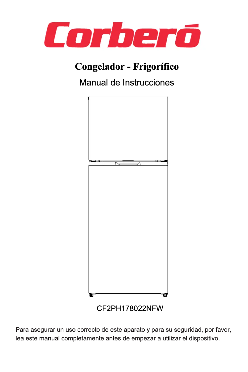 Page 1 de la notice Manuel utilisateur Corbero CF2PH178022NFW