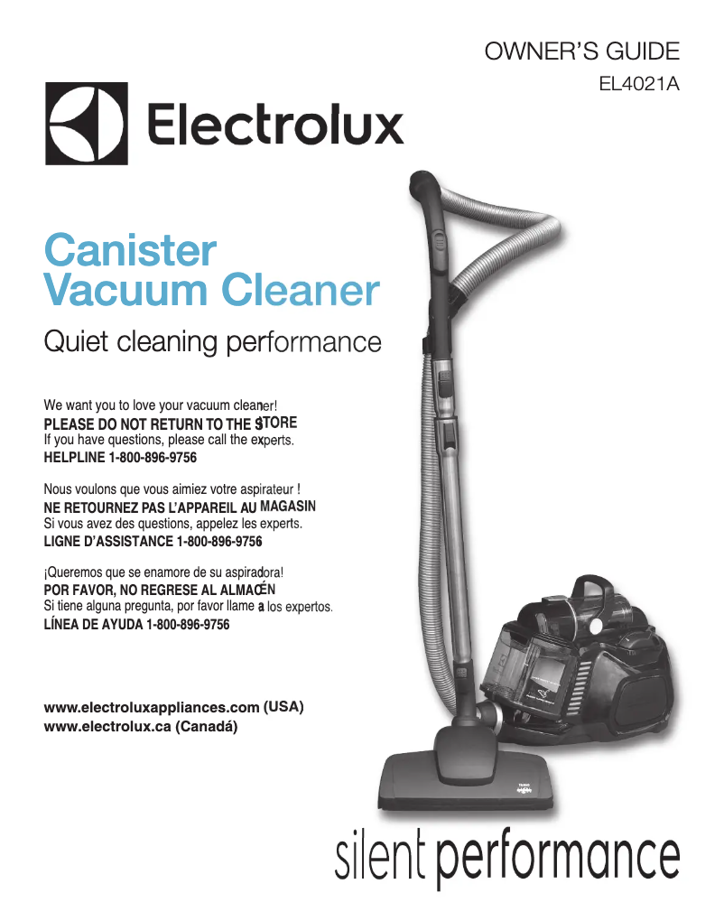 Página 1 del manual Manual de usuario Electrolux Silent Performer Cyclone EL4021A