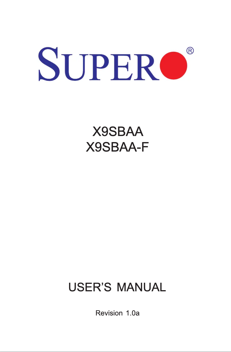 Page 1 de la notice Manuel utilisateur Supermicro X9SBAA