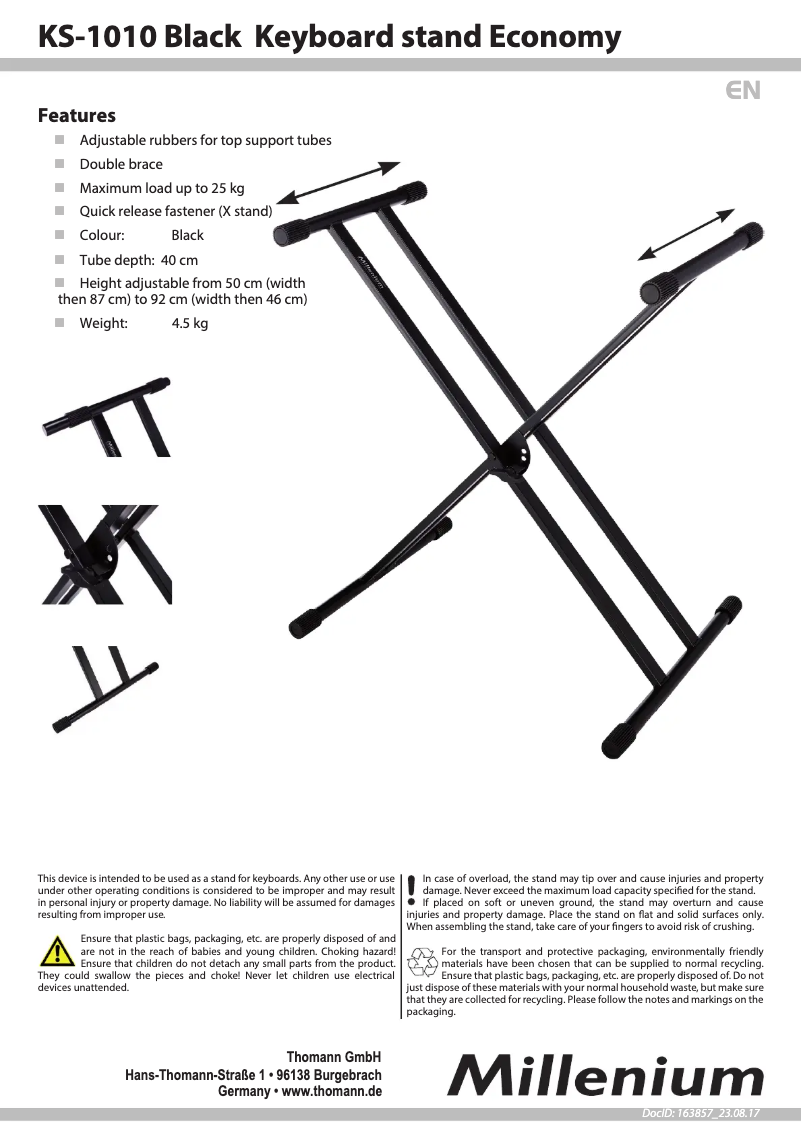 Page 1 de la notice Manuel utilisateur Millenium KS-1010