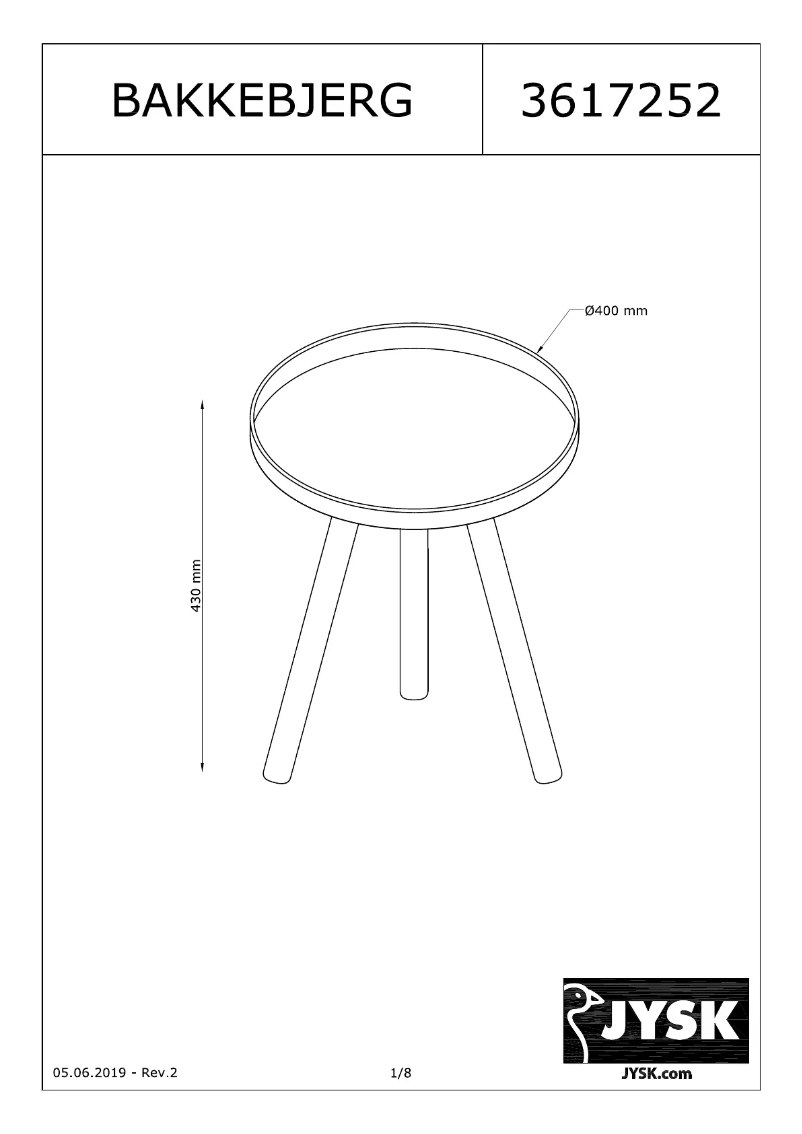 Page n°1 - Manuel utilisateur JYSK Bakkebjerg